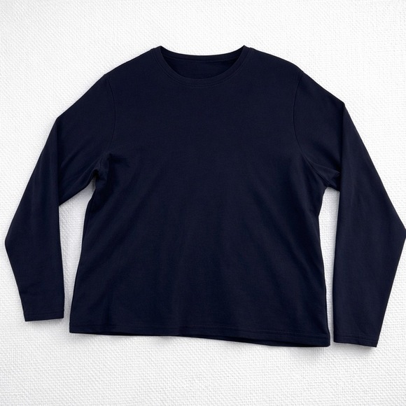 LL Bean Long Sleeve Crew Neck T Shirt Navy Blue 100% Cotton XL Regular - Picture 1 of 10
